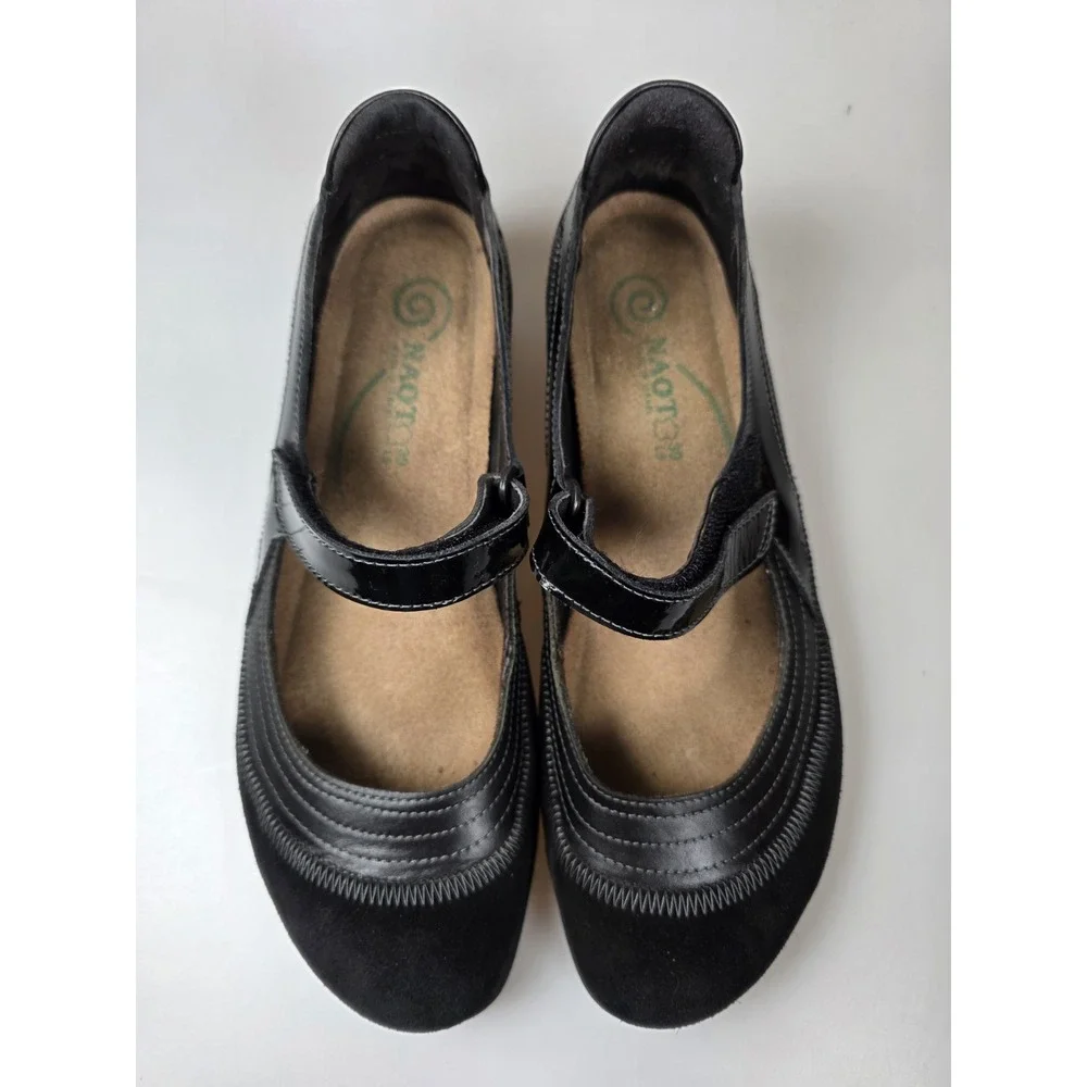 Naot Kirei Mary Jane Black Suede Leather Comfort Shoes Womens 39 US8/8.5